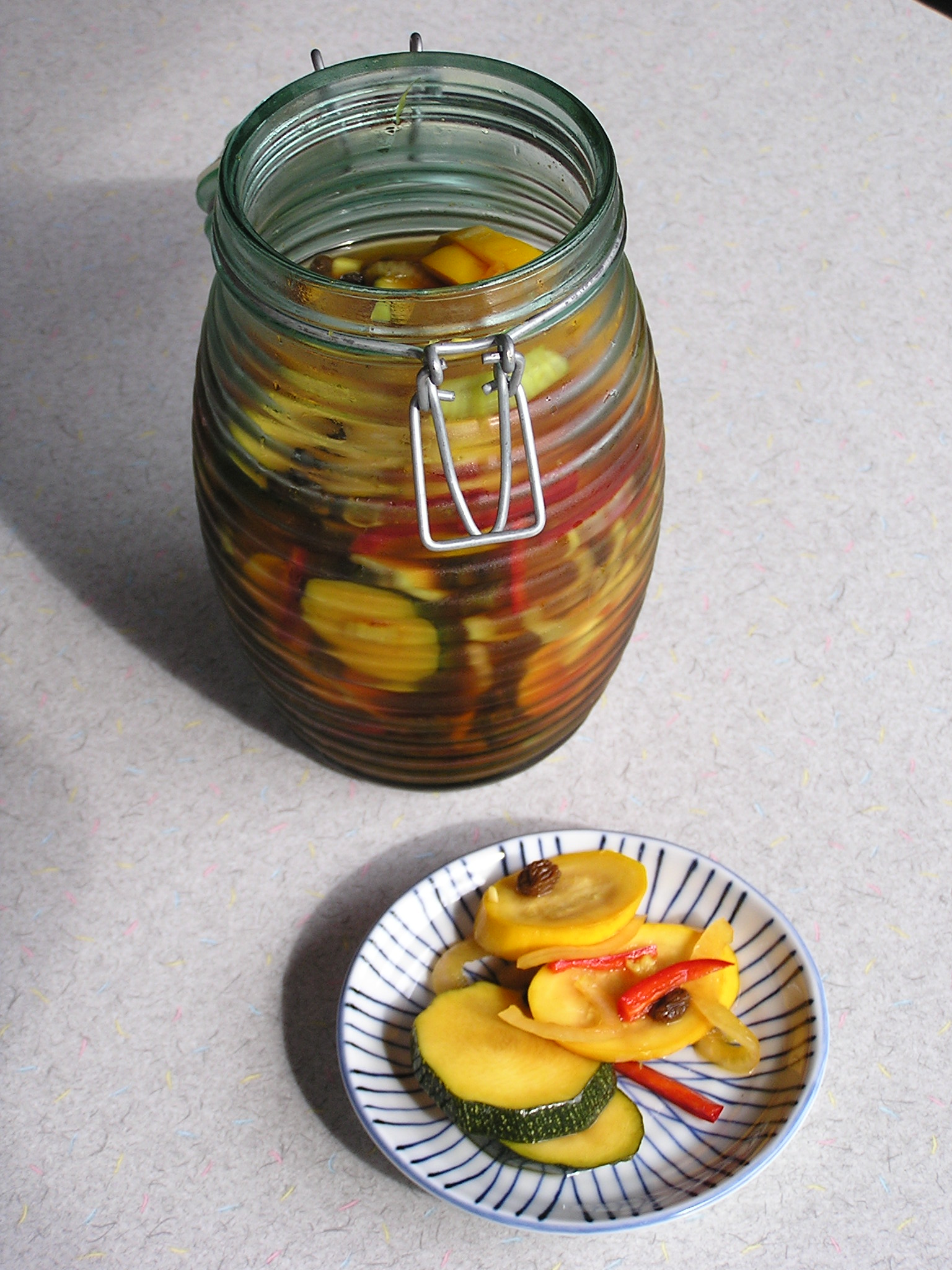 Sweet and Hot Curried Zucchini Pickles